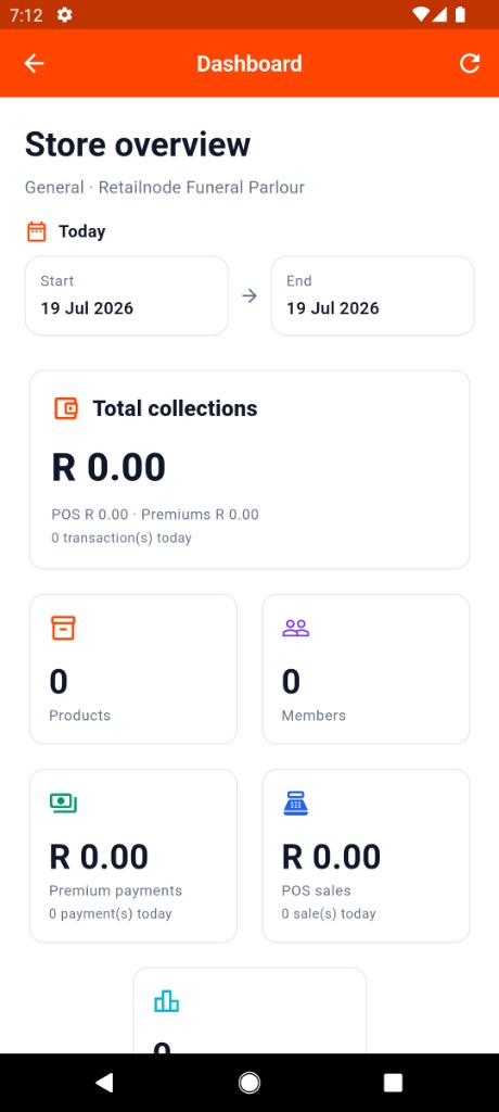 RetailNode mobile dashboard
